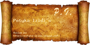 Petyka Iziás névjegykártya